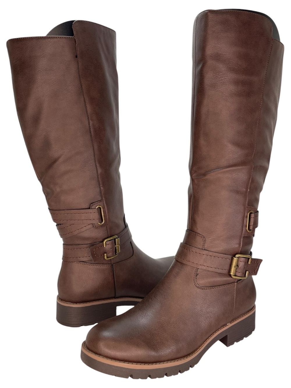 Sun + Stone Blakelyy Chocolate Faux Leather Knee High Womens Boots Size 9M - Picture 9 of 11